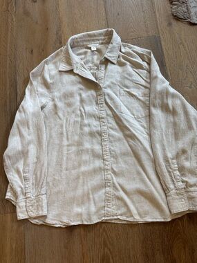 Caslon Beige Long Sleeve Button-Down Shirt, size XXL